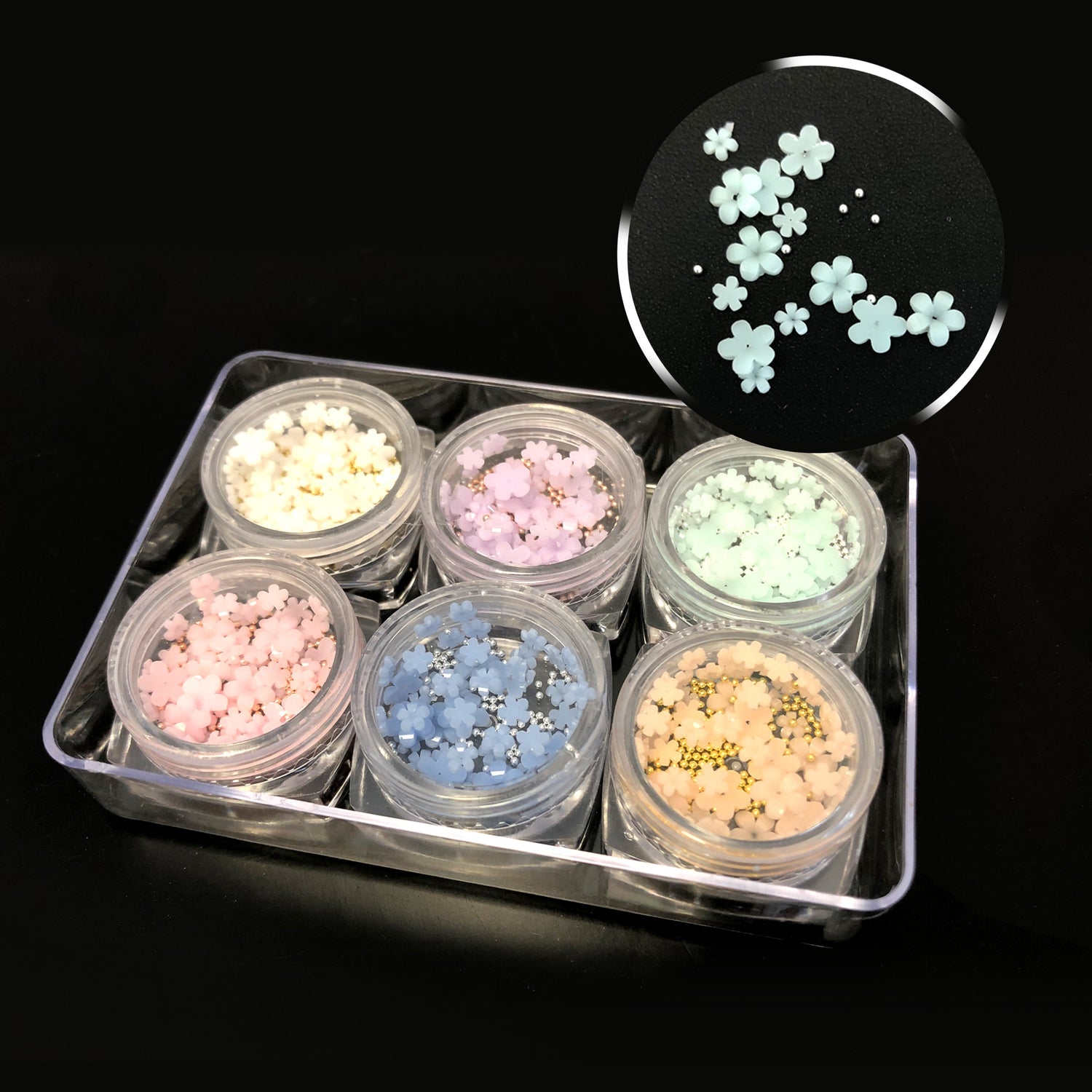 Nail Art 3D Flower Charm Changing Color - 6 Colors/Box