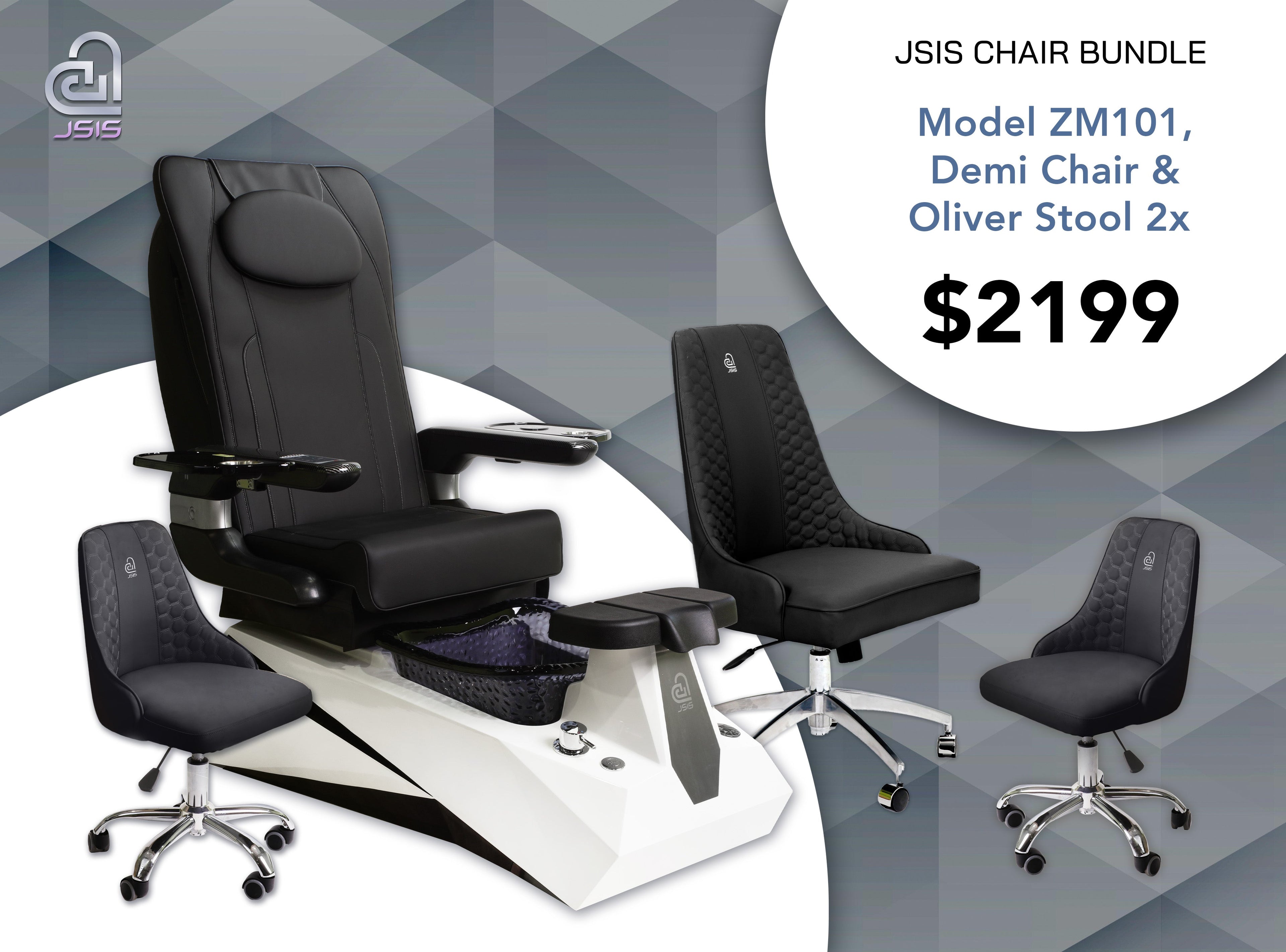 JSIS - Pedicure Spa Chair - ZM101 - FREE Demi &amp; Oliver Stool