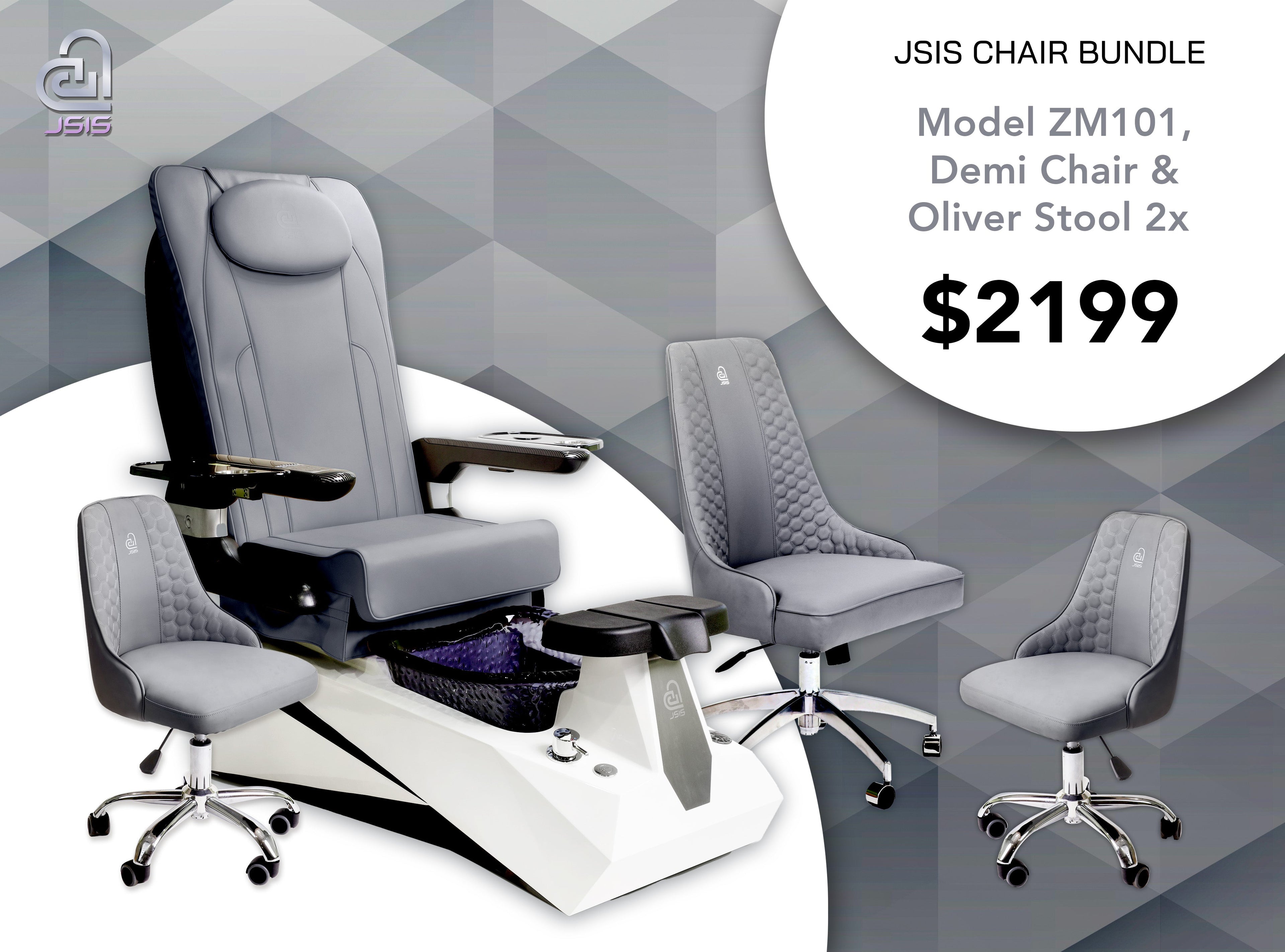 JSIS - Pedicure Spa Chair - ZM101 - FREE Demi &amp; Oliver Stool