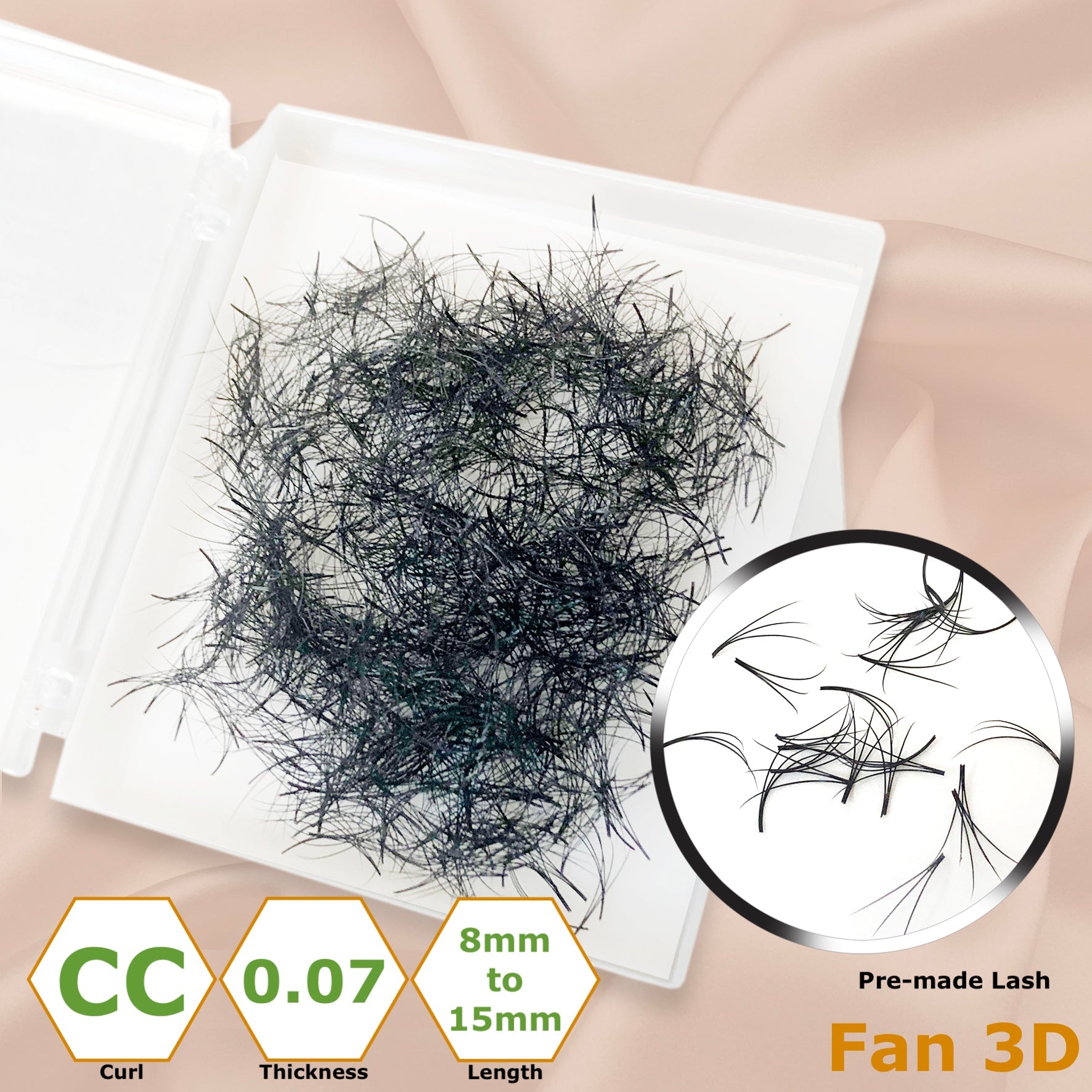 Pre-made Lash - Fan 3D - Curl, Thickness &amp; Length Optional