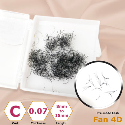 Pre-made Lash - Fan 4D - Curl, Thickness &amp; Length Optional