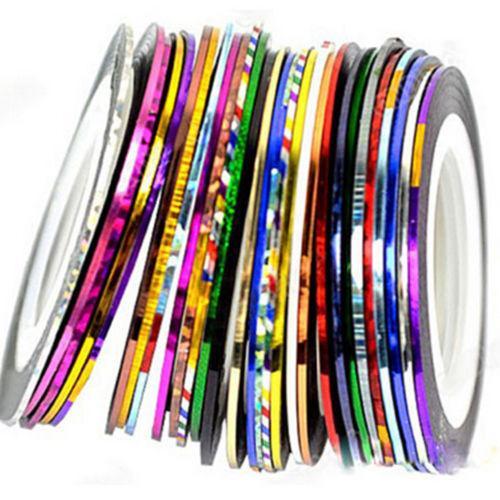 Nail Art Stripe Tape Rolls Mixed Colors - 30 pcs