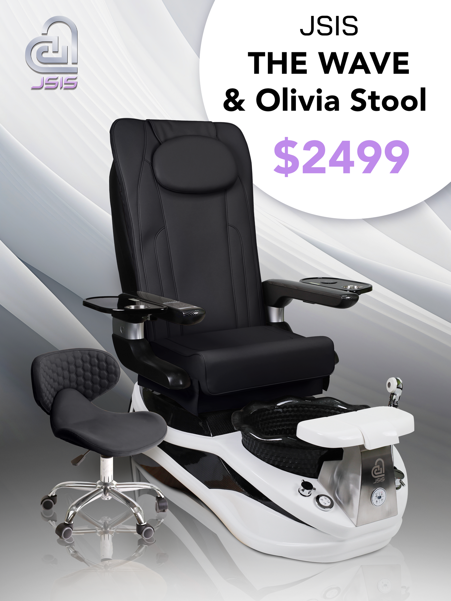 JSIS - Pedicure Spa Chair - Model A - The Wave - FREE Olivia Stool