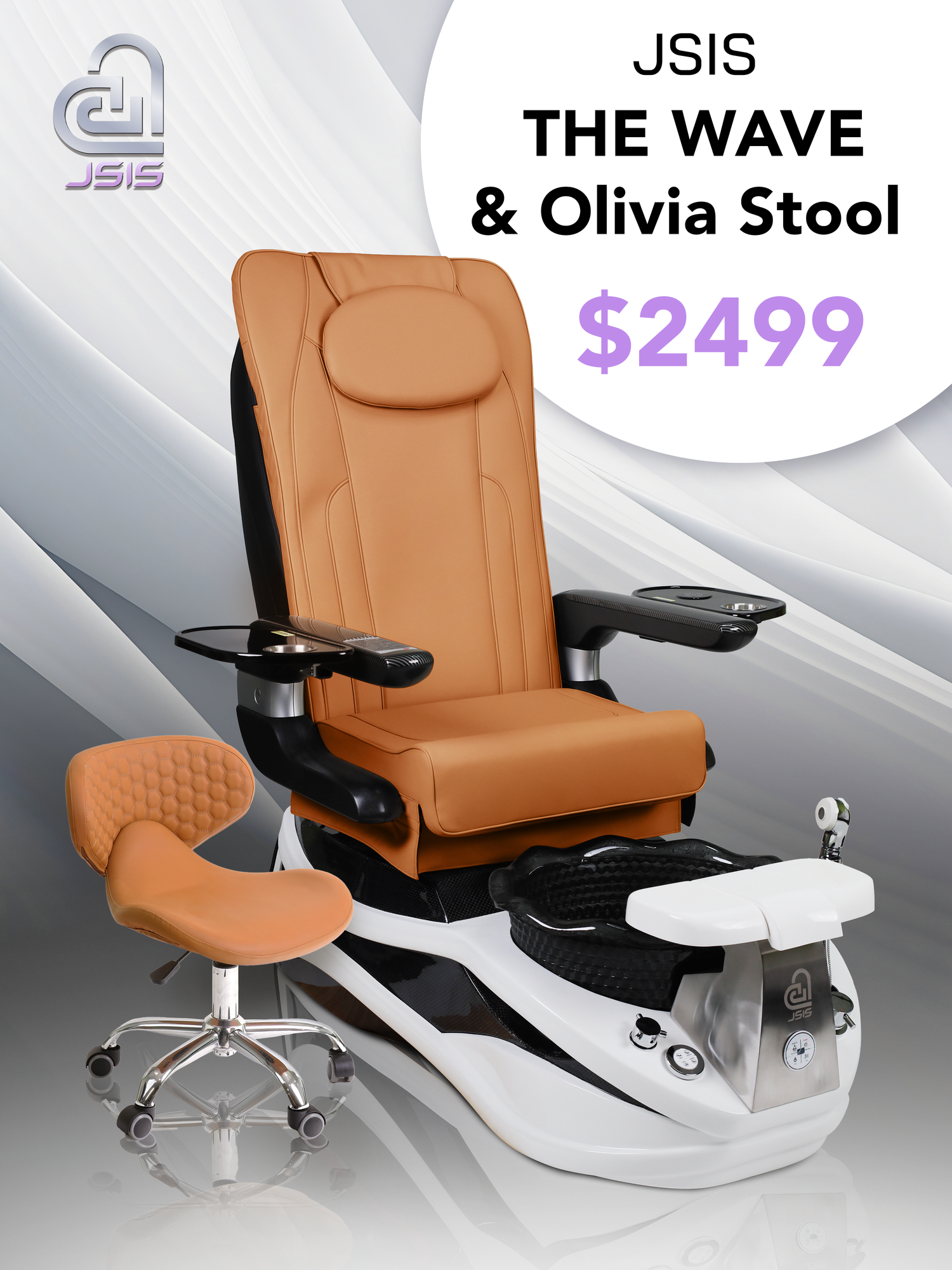 JSIS - Pedicure Spa Chair - Model A - The Wave - FREE Olivia Stool