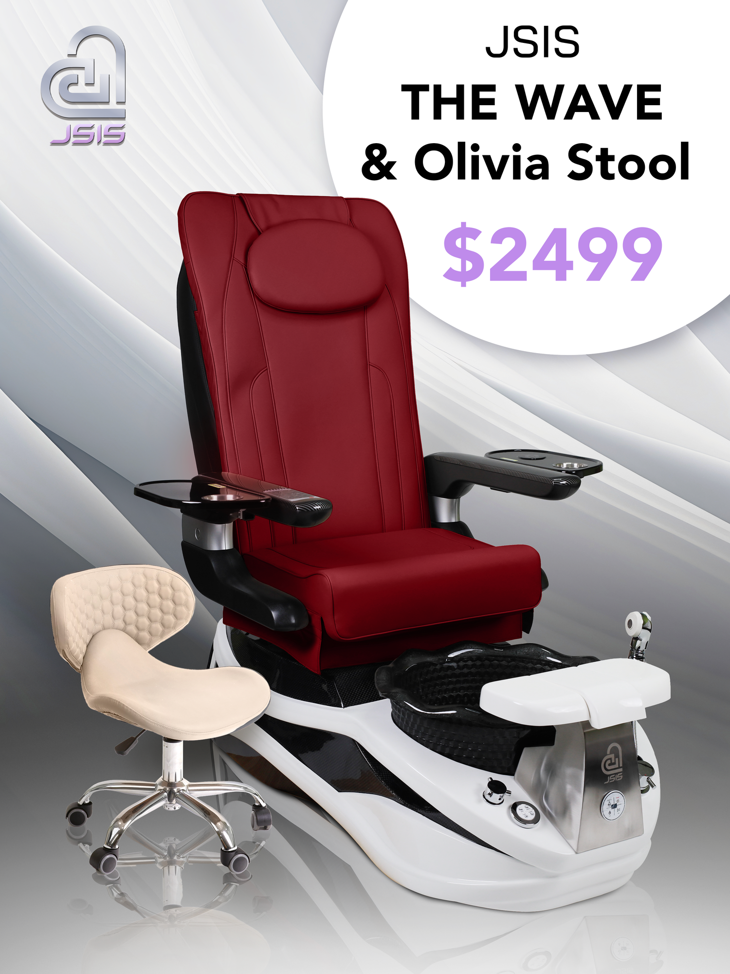 JSIS - Pedicure Spa Chair - Model A - The Wave - FREE Olivia Stool